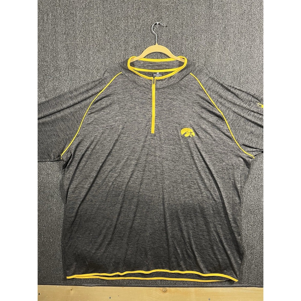 Iowa Hawkeyes Colosseum Quarter Zip Pullover Mens 5X Big Tall Gray Yellow